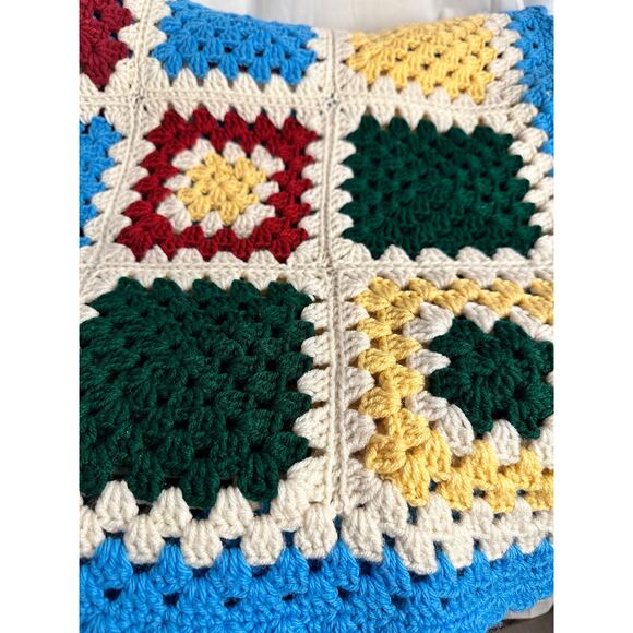 Granny Square Handmade Crocheted Blanket Vintage Blanket 47x57 - Picture 8 of 10